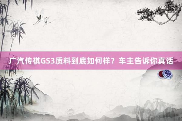 广汽传祺GS3质料到底如何样？车主告诉你真话
