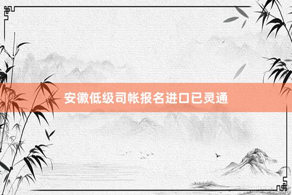安徽低级司帐报名进口已灵通